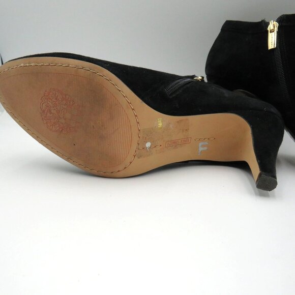 Vince Camuto Boots Sz 10 Black Suede Tassel Zip Ankle Booties Stiletto 3.5" Heel - Picture 7 of 12